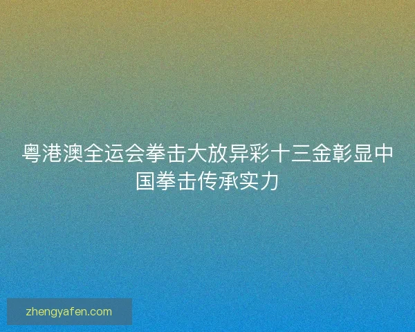 粤港澳全运会拳击大放异彩十三金彰显中国拳击传承实力